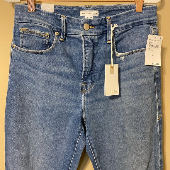 Good American indigo blue distressed skinnyish jean size 8/29 - Picture 5 of 8
